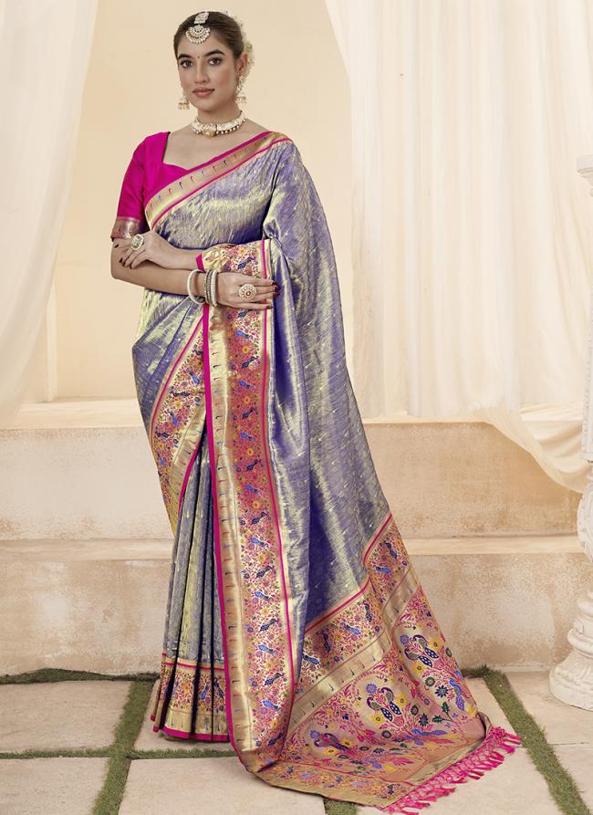 Silk Purple Festival Wear Weaving Saree